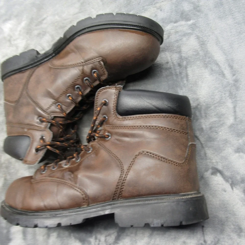 Brahma Work Boots Men 12 Brown Leather Steel Toe Oil Slip Resistant Lace Logger